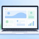 ノートパソコンにWebブラウザの画面が表示されているイラスト